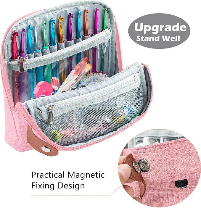MYBAGZING Empty Crochet Hook Case, Stand-Up Waterproof Crochet Organizer - Image 3
