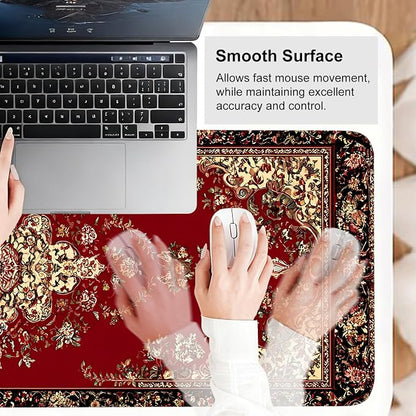 Red Vintage Persian Rug Mouse Pad – Large Extended Desk Mat 31.5 x 11.8 in– - Image 6
