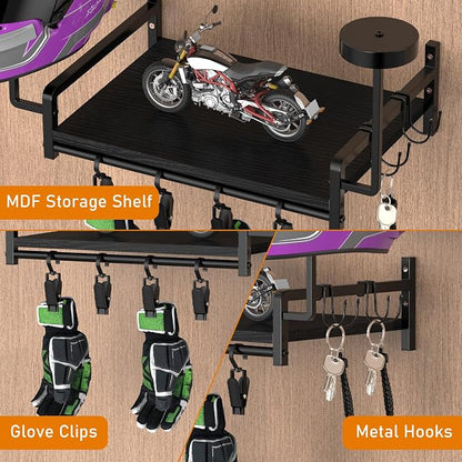 OYEAL Helmet Rack Wall Mount Black Motorcycle Helmet Holder - Image 4