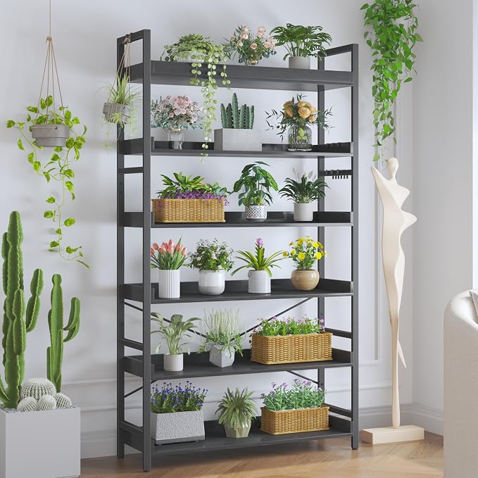 HCHQHS Bookshelf, Adjustable Industrial Bookcase, Vertical Tall Book Shelf - Image 8