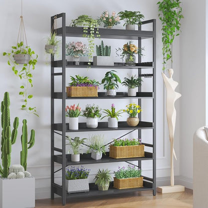HCHQHS Bookshelf, Adjustable Industrial Bookcase, Vertical Tall Book Shelf - Image 8