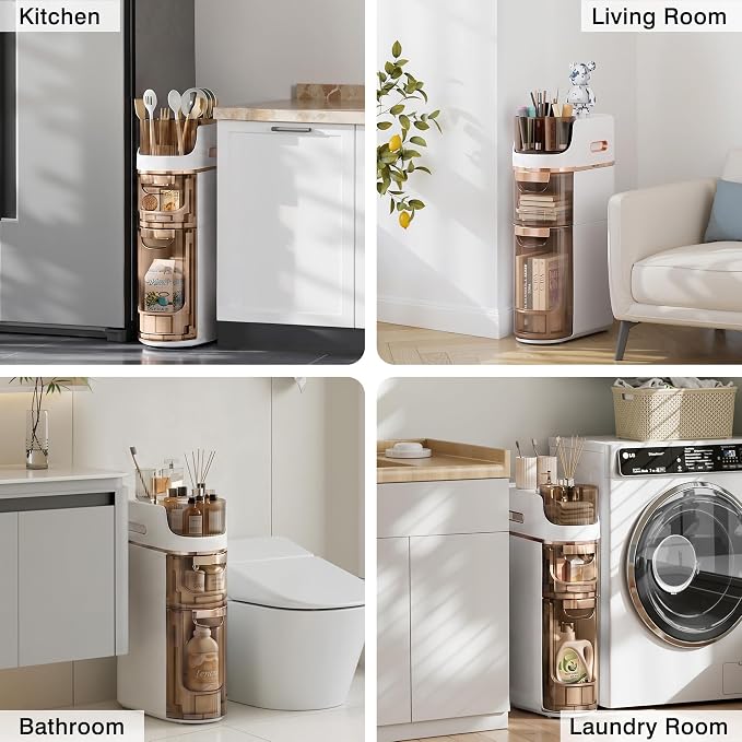 VECELO 2-Tier Slim Bathroom Storage Cabinet - Image 6