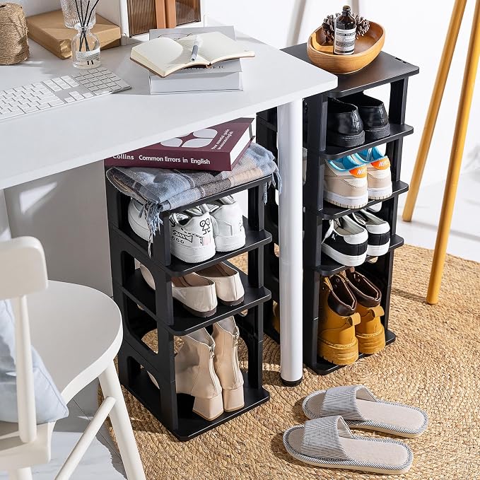TRZZ 8-Tier Shoe Rack, Narrow Stackable Organizer, Vertical Efficient Shoe - Image 2