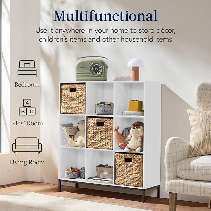 Best Choice Products 9-Cube Bookshelf, 3-Tier Wood Storage Bookcase W/Legs - Image 4