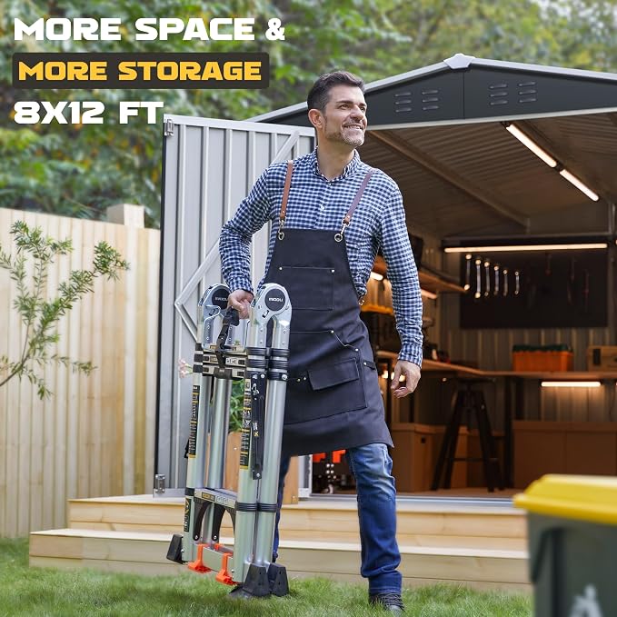 Polar Aurora 8 x 12 FT Outdoor Storage Shed, Metal Garden Shed - Image 2