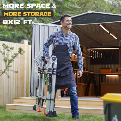 Polar Aurora 8 x 12 FT Outdoor Storage Shed, Metal Garden Shed - Image 2
