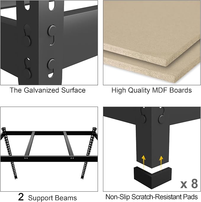 PrimeZone 47" W x 23.6" D x 71" H Large Heavy Duty Storage Shelves - Image 4