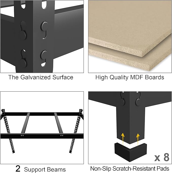 PrimeZone 48" x 24" x 72" Heavy Duty Storage Shelves, 5 Tier Adjustable Garage - Image 4