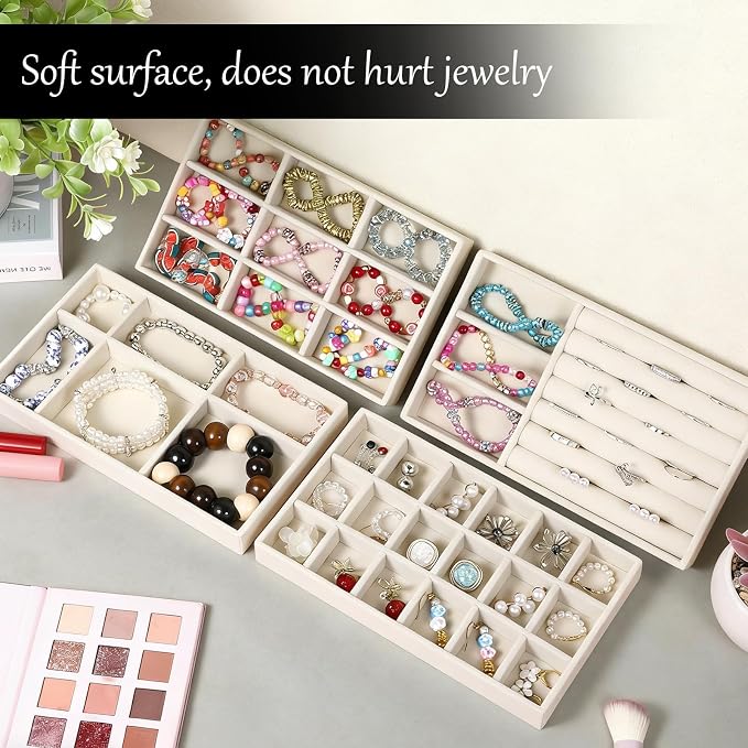 8 PCS Velvet Jewelry Trays, Stackable Jewelry Organizer Trays - Image 5