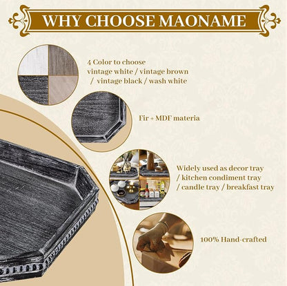 MAONAME Wood Serving Tray, Farmhouse Wooden Tray - Image 8