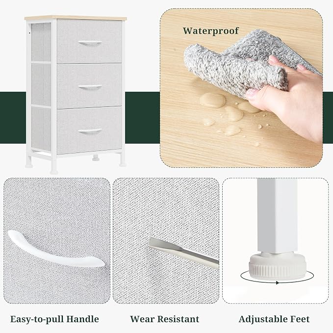 3 Drawers Dresser for Bedroom Fabric Storage Tower - Image 7