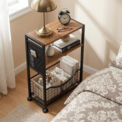 Skinny Side Table with Storage, 3 Tier Slim Side Tables - Image 5