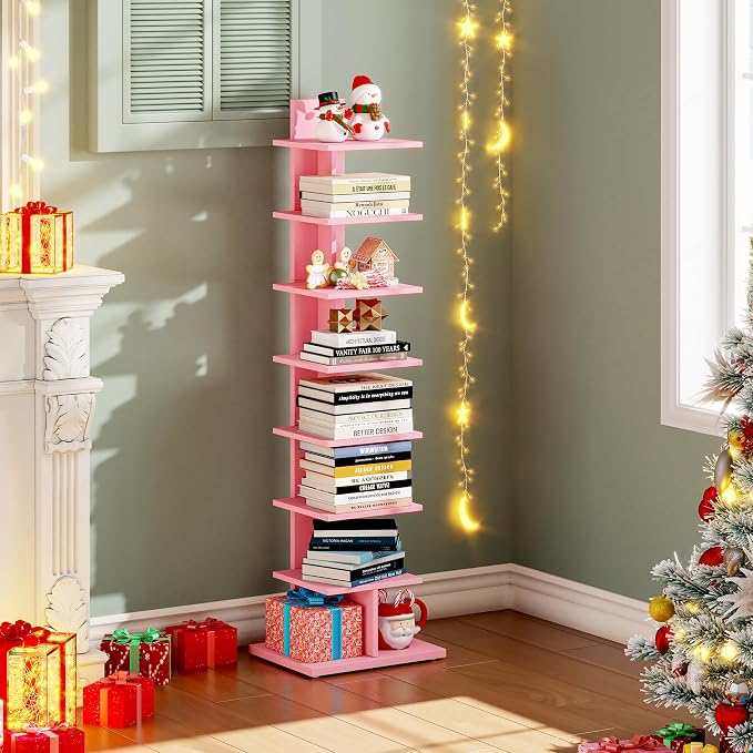 TUTOTAK Book Shelf, Narrow Spine Bookshelf, 8-Tier Bookcase - Image 9