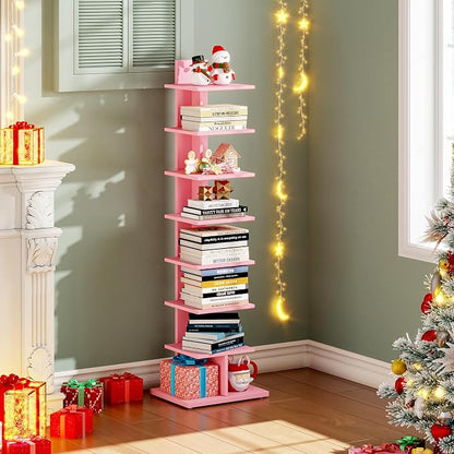 TUTOTAK Book Shelf, Narrow Spine Bookshelf, 8-Tier Bookcase - Image 9