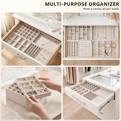 Jewelry Organizer for Drawer, Velvet Jewelry Drawer Organizer Inserts, 4-Layer - Image 6