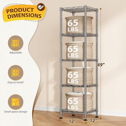 5 Wire Shelving Metal Shelves Storage Rack:Adjustable Storage Shelves Standing - Image 3
