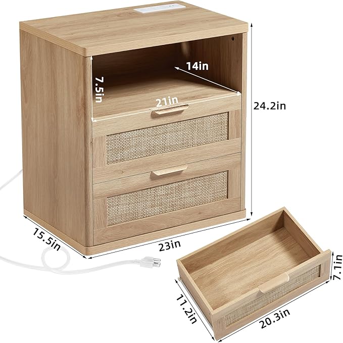 LEYAOYAO Rattan Night Stand - Image 2