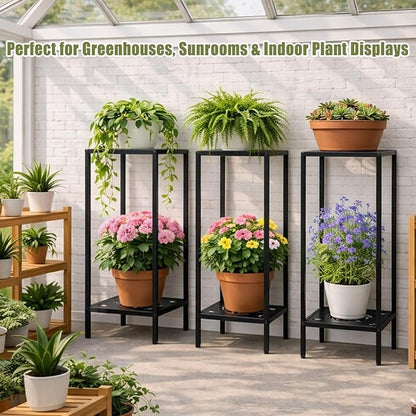 Party Zealot 2-Tier Tall Metal Square Plant Stand 31" Heavy-Duty Modern Flower - Image 2