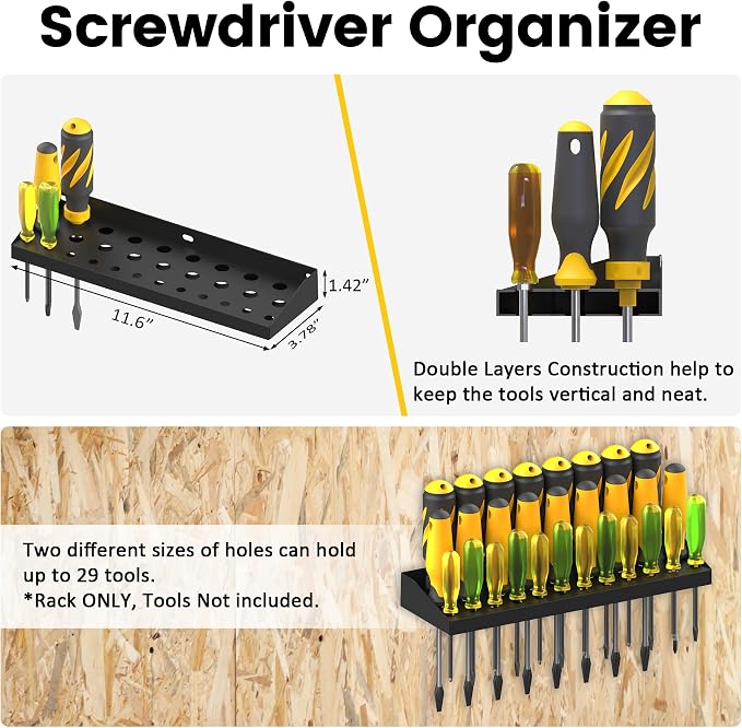 UNITEDPOWER Wall Mount Hand Tool Storage Set, Screwdriver Organizer, Pliers - Image 2