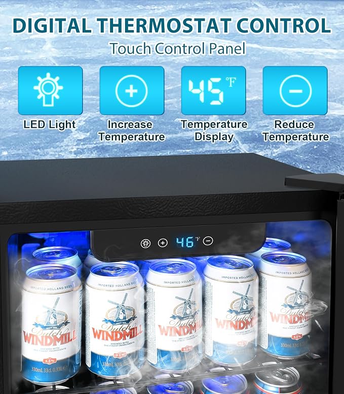 50 Cans Beverage Refrigerator Cooler, 1.3 Cu.ft Mini Fridge Countertop Drink - Image 4