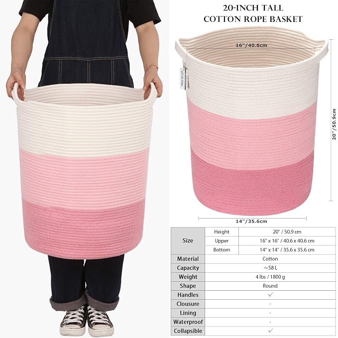 Sea Team Large Size Cotton Rope Woven Storage Basket - Image 5