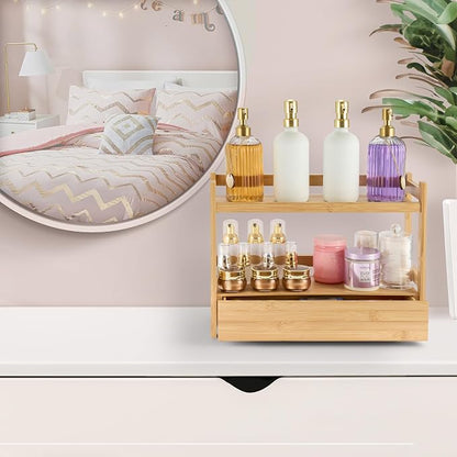 Sorbus Bamboo Bathroom Counter Organizer – 2-Tier Shelf - Image 6