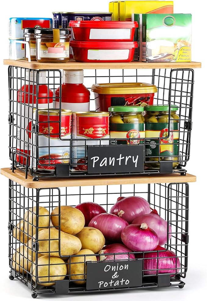 2 Set XL Stackable Wire Basket - Image 7