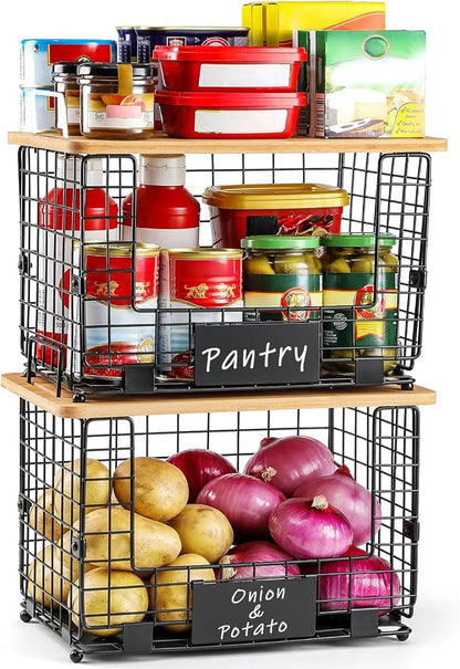 2 Set XL Stackable Wire Basket - Image 7