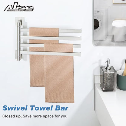 Alise 4 Arm Swivel Towel Rack, Swivel Towel Bar Brushed Nickel, 13.58 Inch | - Image 3