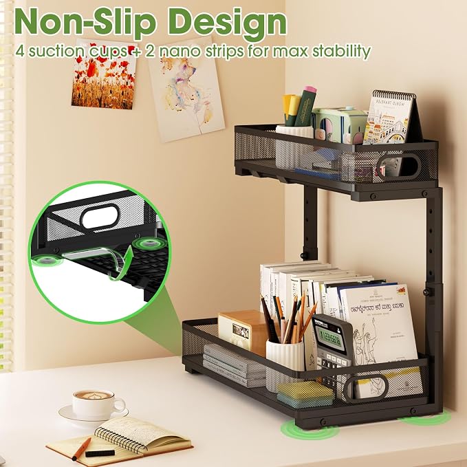 Under Sink Organizer 2-Pack, Metal 2-Tier Pull-Out Cabinet Shelf - Image 8