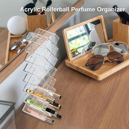 ELLDOO Rollerball Perfume Organizer, 23 Spaces Clear Acrylic Perfume Storage - Image 5