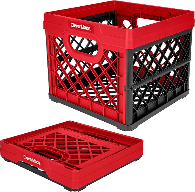 CleverMade Collapsible Milk Crate, 1PK - 25L Stackable Storage Bins by CleverMade