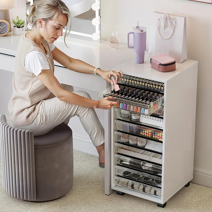 WOPITUES Storage Drawer Cart, Mobile Storage Cabinet, Makeup Storage - Image 7