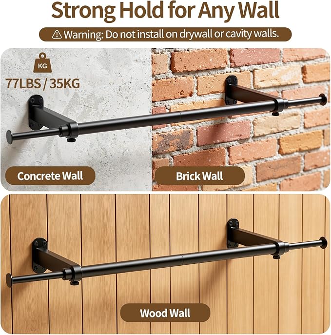 Luxspire Wall Mounted Clothes Rack, Industrial Pipe Clothing Rack, Laundry Room - Image 7