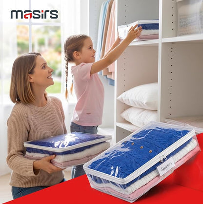 Masirs Clear Sweater Storage Bags 2-Pack – Zippered Vinyl Organizers - Image 6