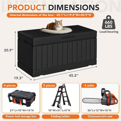 78 Gallon Deck Box Outdoor Indoor Waterproof Storage Box - Image 7