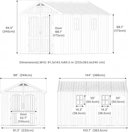 Patiowell 8 x 12 FT Plastic Outdoor Storage Shed - Image 9