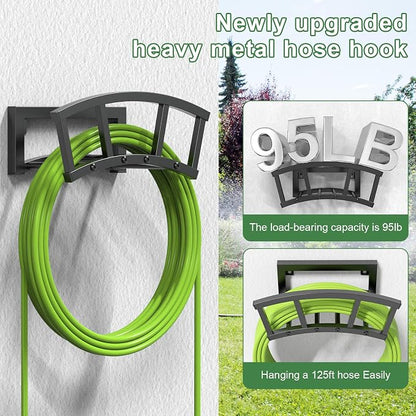 OLV Garden Hose Holder Wall Mounted, Outdoor Heavy Duty Metal Water Hose Holder - Image 2