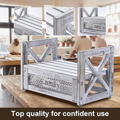 Besuerte Farmhouse Laundry Detergent Holder – Wooden Laundry Soap Organizer and - Image 5