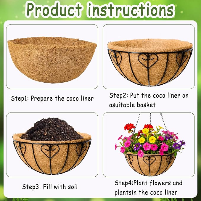 4pcs 16 inch Metal Hanging Baskets Round Wire Plant Stand - Image 5