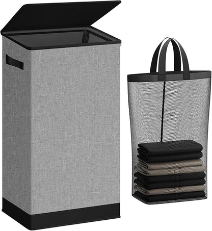 SOLEDI Laundry Hamper with Lid 100L Large & Tall Collapsible Laundry Basket by SOLEDI