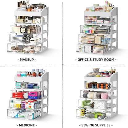 Desk Organizer with 4 Drawer Storage, Desktop Drawers Organizer - Image 4