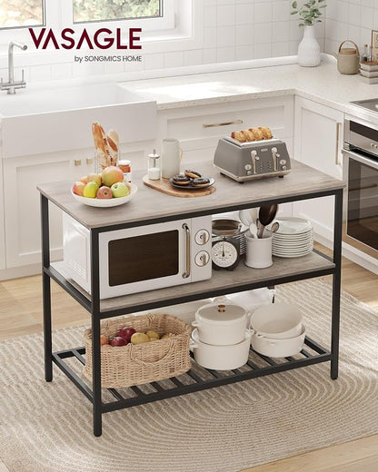 VASAGLE Kitchen Island with 3 Shelves, 47.2 Inches Width Kitchen Shelf with - Image 2