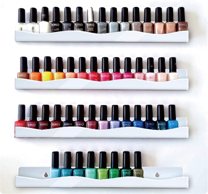 YMVV 15" Nail Polish Rack Wall Mounted Shelf, 6 Pack White Acrylic Nail Polish - Image 5