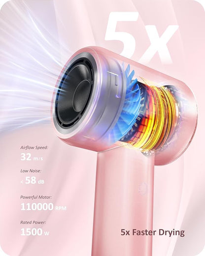 Rudd Hair Dryer with Diffuser, High Speed Hair Dryer with Display, 110000 RPM - Image 2
