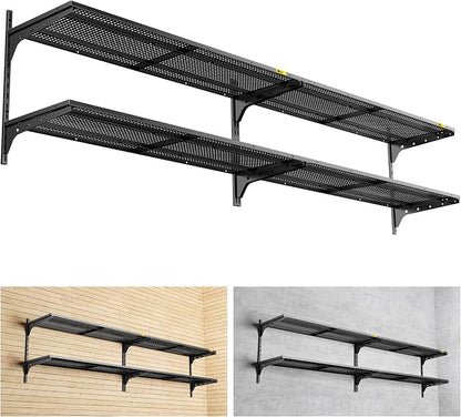 2-Pack 2 Tier 1.3x4ft Garage Shelving Wall Mounted, 15.6x48inch per Shelf by Unknown