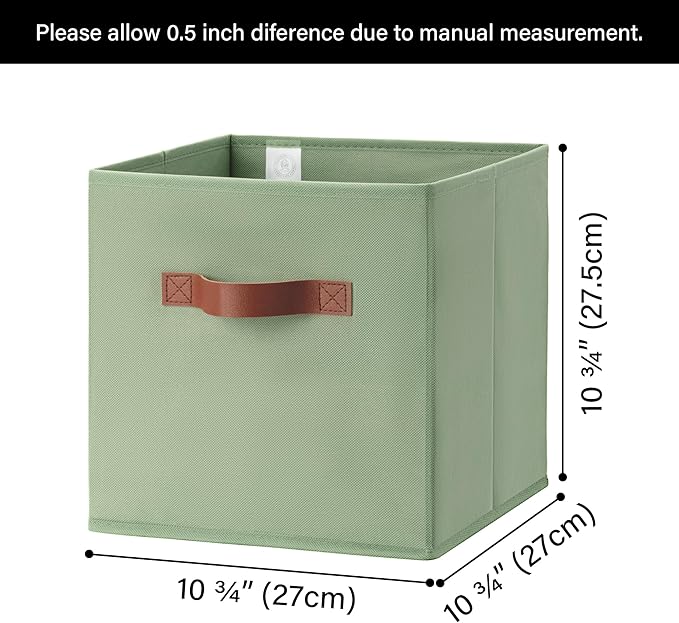 GRANNY SAYS 11 Inch Fabric Storage Cubes, Sage Green | Collapsible Cube Storage - Image 8