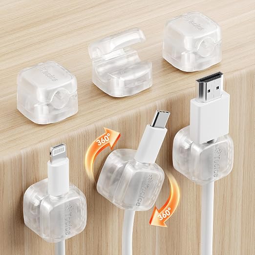 6Pack Rotatable Cord Organizer, Spring Cable Clips Desk Cable Management Cord by Yocice