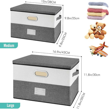 Large Linen Fabric Foldable Storage Bins - Image 6