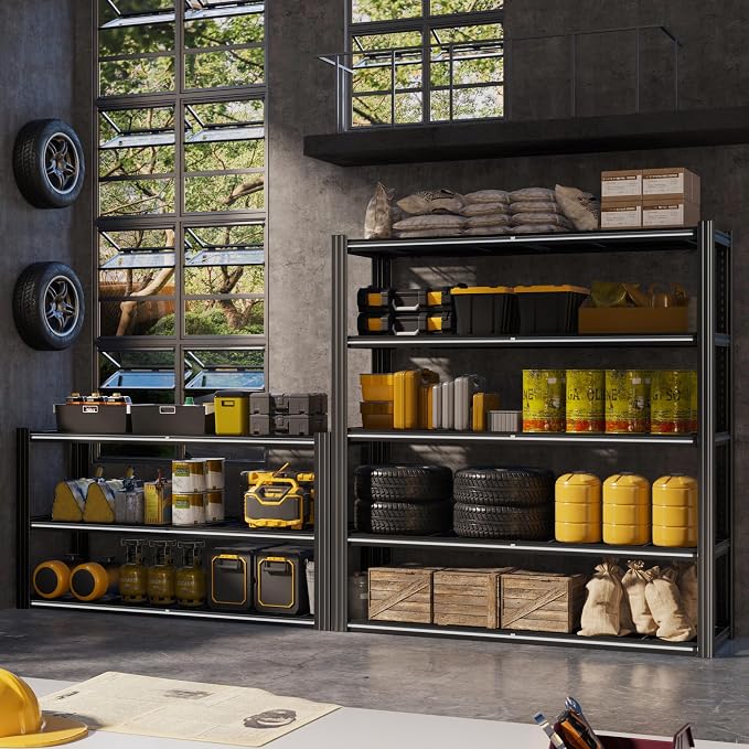 48" W x 72" H x 24" D Garage Shelving Heavy Duty, 5 Tier Adjustable Metal - Image 2